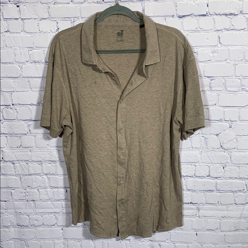 Raffi Mens The Linden Brown Short Sleeve Button Down Shirt Size XXL Casual
